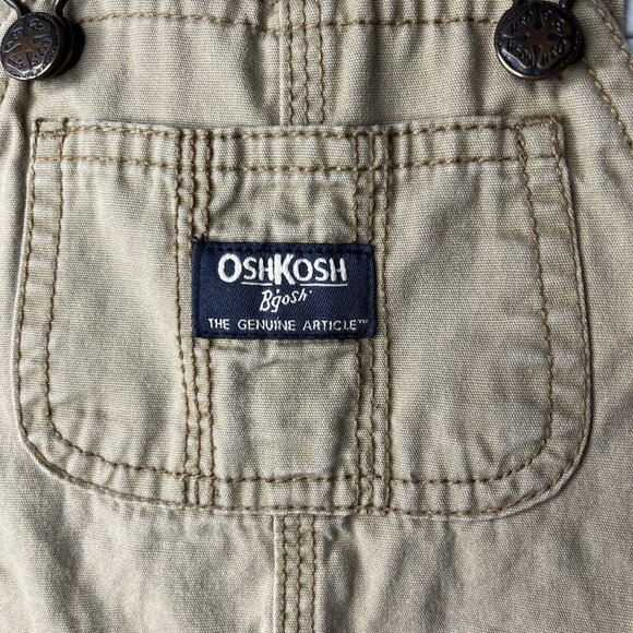OshKosh B'Gosh Bib Overalls Baby 12 Months Tan Diaper Access - Picture 11 of 11